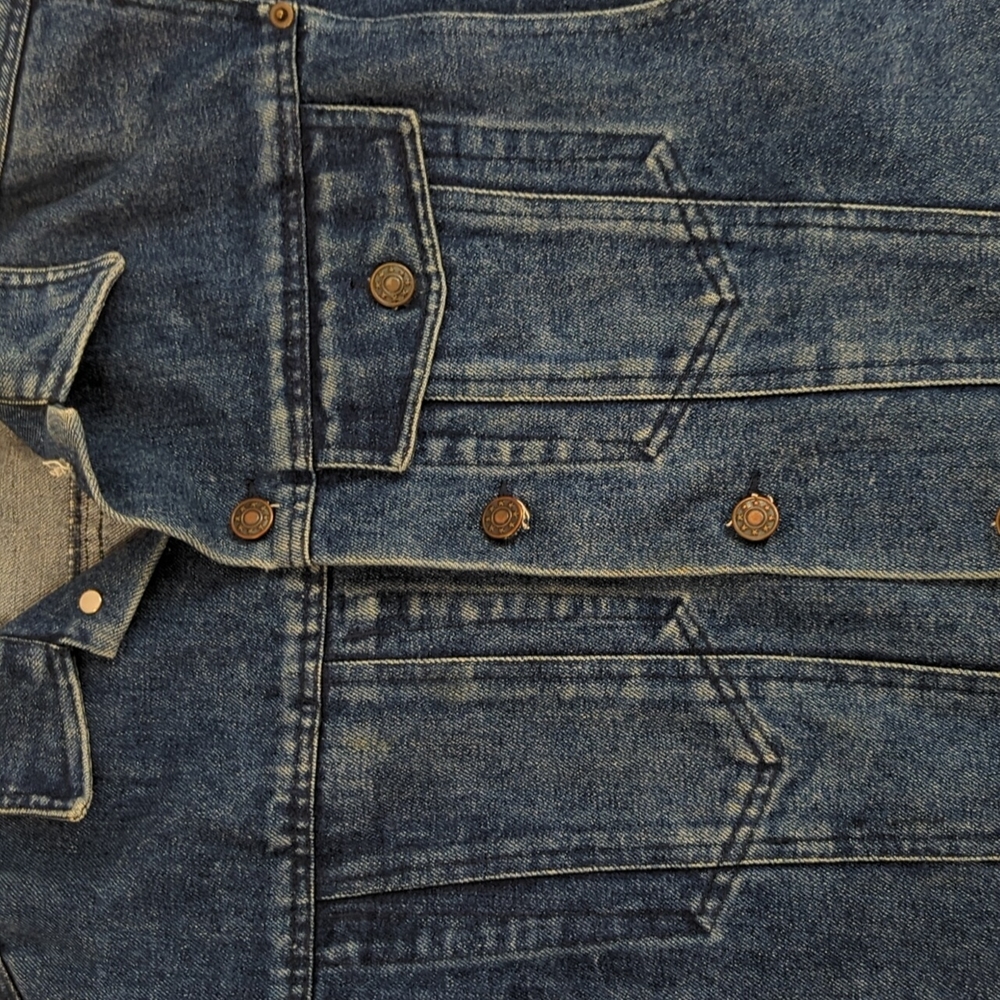 Vintage Nuggetswear oversized cropped blue denim jean jacket, sz Med - Picture 4 of 16